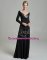 Charming Black Empire Ruching Court Dresses for Sweet 16 Zipper Chiffon Long Sleeves Floor Length