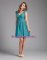 Latest Empire Dama Dress for Quinceanera Aqua Blue V-neck Chiffon Sleeveless Knee Length Zipper