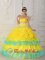 Cheap Spring Spring Lake Michigan/MI Ruffled Bright Yellow Strapless Quinceanera Dress With Beading Layers