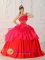 Ozark Alabama/AL Appliques Red Strapless For Cheap Quinceanera Rufflfes