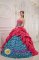 Floral Appliques Red and Blue Strapless Cheap summer Quinceanera Dress In Hanover Massachusetts/MA