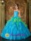 Blue Strapless Organza Ruffles Quinceanera Gown Cheap in Oxford Penncylvania/PA