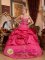 Gustavus Alaska/AK Hot Pink Embroidery Pick-ups Beading Cheap Quinceanera Dress Sweetheart Taffeta