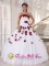 Cheap Summer Owatonna Minnesota/MN White and Wine Red Quinceanera Dress Strapless Petals Besieged