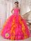 Cheap Summer Oakdale Minnesota/MN Quinceanera Dress Hot Pink and Orange Sequins Sweetheart