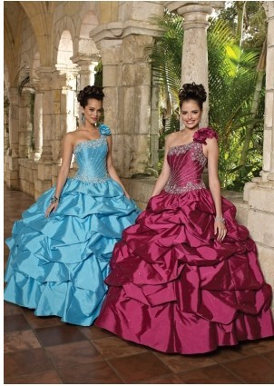 Magnificent ball gown one-shoulder neck floor-length quinceanera dresses 87046