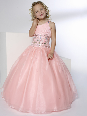 Low price Ball gown One-shoulder Floor-length Flower Girl Dresses Style 13233