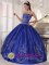 Cheap Summer Rockford Michigan/MI Embroidery Blue Quinceanera Dress For Cheap Strapless Ball Gown