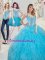 Clearance Beading Aqua Blue Dress for Quinceanera