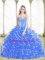 Clearance Beading and Ruffled Layers Sweetheart Blue Quinceanera Dresses