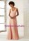 Flirting Peach Clasp Handle V-neck Ruching Vestidos de Damas Chiffon Sleeveless