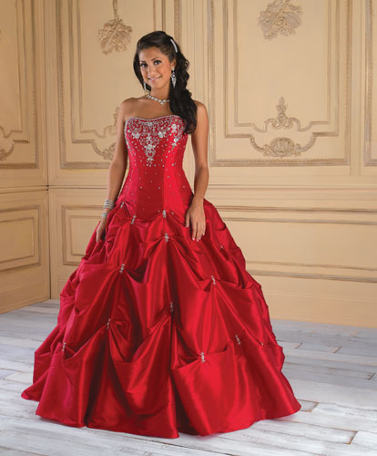 Chic ball gown Strapless Floor-length hot red quinceanera gown G71537 - Click Image to Close