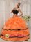 Cheap Summer Saint Cloud Minnesota/MN Strapless Orange and Black Quinceanera Dress Beading