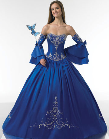 Luxurious ball gown sweetheart neck shawl floor-length royal blue quinceanera gown Q371 - Click Image to Close