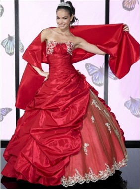 Red Sweetheart Beading Ball Taffeta Quinceanera Dresses MLQ05X4