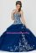 Shining Navy Blue Ball Gowns Tulle Sweetheart Sleeveless Appliques and Pick Ups Floor Length Lace Up Quinceanera Gown