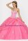 Rose Pink Sleeveless Floor Length Appliques and Ruching Side Zipper Quince Ball Gowns