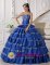 Cheap Fall Embroidery Sweetheart Blue Quinceanera Dress Ruffles Layered Designer In Carson California