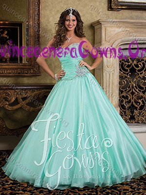 Fashionable Appliques and Beading Apple Green Quince Dress for