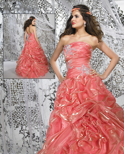 Gorgeous ball gown strapless Floor-length rose pink Quinceanera Gown D71707 - Click Image to Close