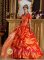 Orange Quinceanera Dress Sweetheart Taffeta Overlay In Merced California /CA