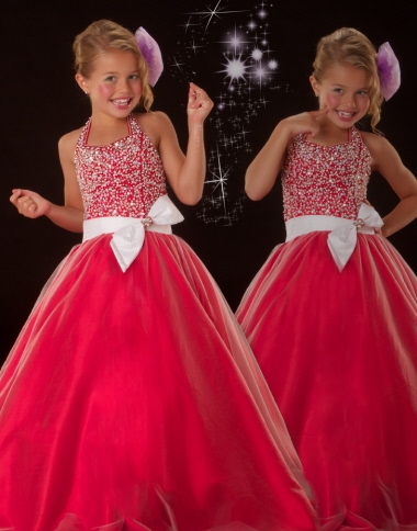 Lovely Ball gown Halter top neck Floor-length Flower Girl Dresses Style - Click Image to Close