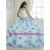 Light Blue Sleeveless Printed Lace Up Vestidos de Quinceanera for Military Ball and Sweet 16 and Quinceanera