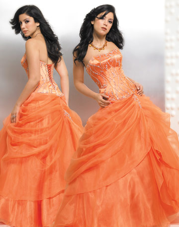 Discount ball gown strapless floor-length orange quinceanera gown Q15 - Click Image to Close