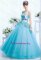 Simple A Line Sweetheart Appliques Blue Quinceanera Dresses for