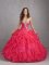 Simple Red Sweet 16 Dress with Beading and Ruffles For