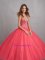 Simple Coral Red Quinceanera Dresses with Beading and Sequins