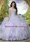 Attractive Lavender Lace Up Sweetheart Beading and Ruffles Quinceanera Dress Tulle Sleeveless