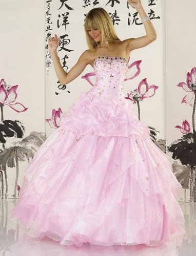 Romantic ball gown strapless floor-length light pink Quinceanera gown L92104 - Click Image to Close