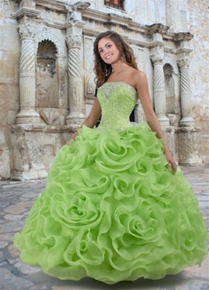 Beautiful ball gown strapless floor length organza appliques quinceanera dresses PDBUINC0235 - Click Image to Close