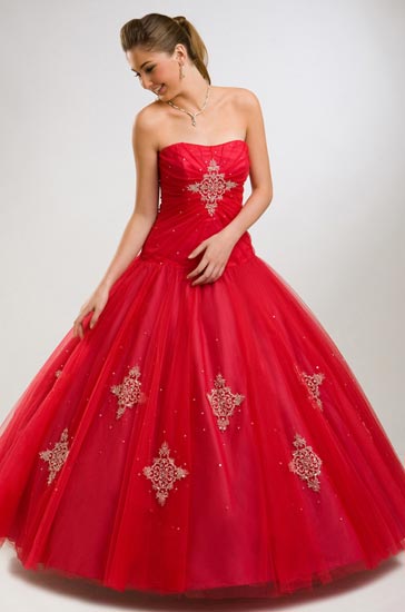 Charming ball gown strapless floor length appliques with beading quinceanera gown EDENQCDo40 - Click Image to Close