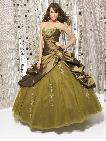 Fashionable ball gown strapless floor-length olive Quinceanera gown Q236 - Click Image to Close