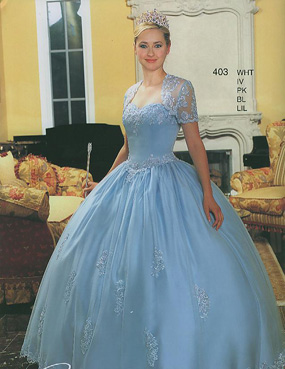 Vintage ball gown sweetheart-neck floor-length light blue Quinceanera Dama Gown L929057 - Click Image to Close