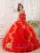 Jacksonville Beach Florida/FL Red Quinceanera Dress Sweetheart Appliques Beading Ruffles