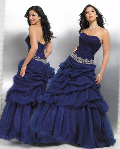 Romantic ball gown strapless Floor-length royal blue Quinceanera Gown Q139 - Click Image to Close