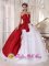 Hallandale Florida/FL Quinceanera Dress Wine Red and White Sweetheart Beading