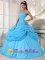 Hollywood Florida/FL Strapless Quinceanera Dress Baby Blue Ruffles Overlay For Cheap Summer