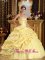 Boynton Beach Florida/FL Light Yellow Beading Quinceanera Dress Pick-ups Strapless Hand Made