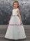 Most Popular Tulle Scoop Sleeveless Zipper Hand Made Flower Flower Girl Dresses in Light Blue