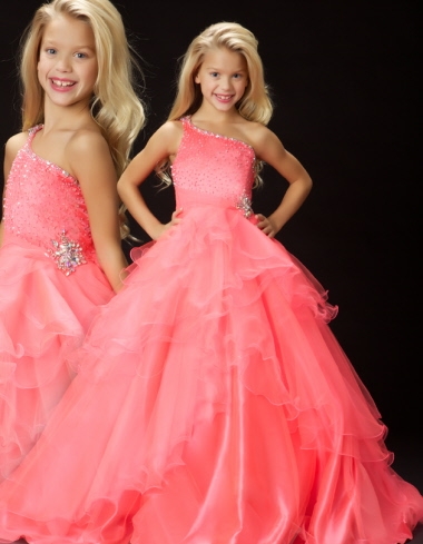 Pretty Ball gown One-shoulder Floor-length Flower Girl Dresses Style 42396S - Click Image to Close